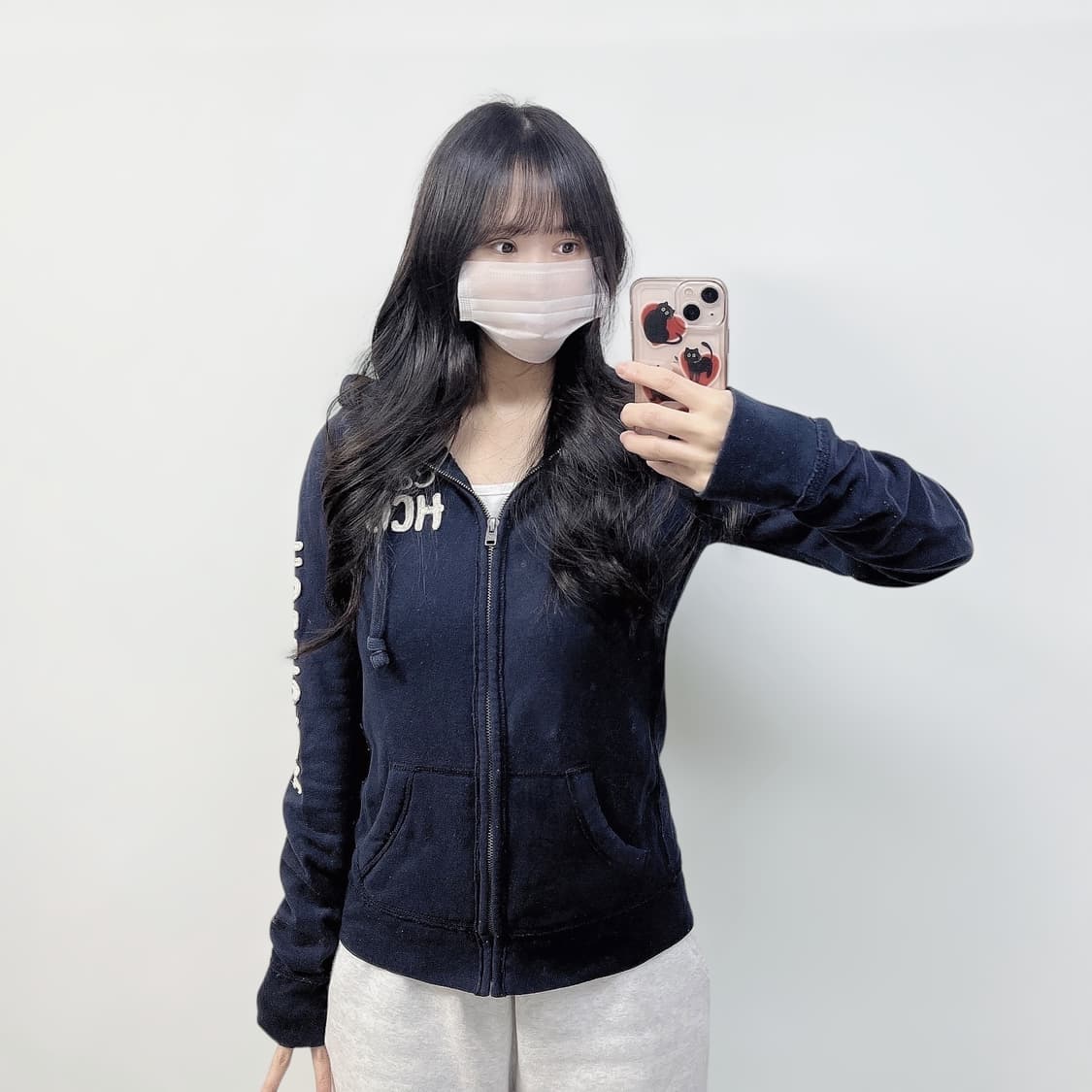 홀리스터 사이드 로고 후드집업 네이비 상품이미지1