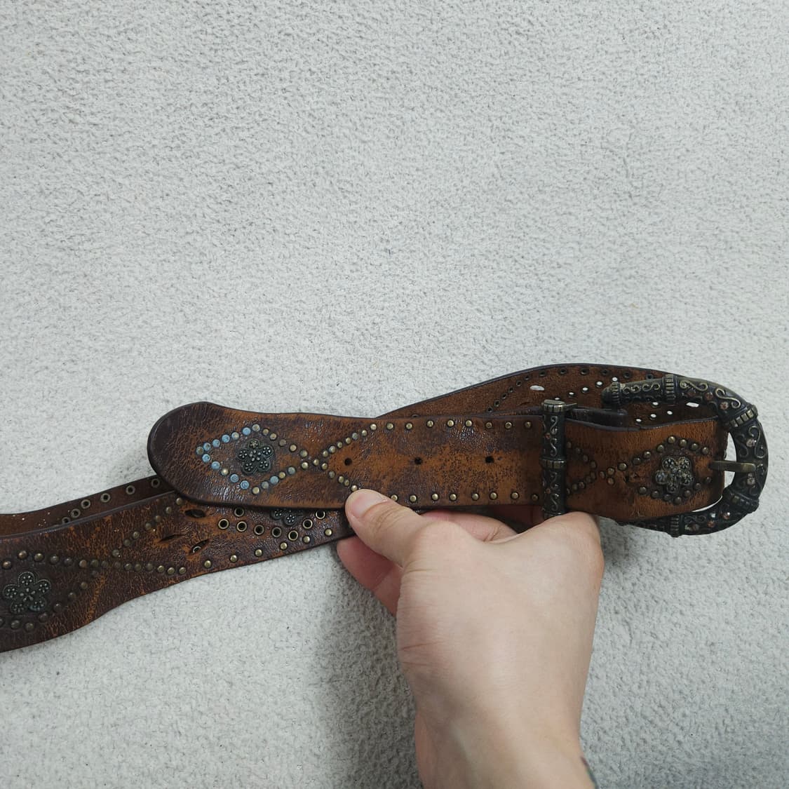 빈티지 스터드 레더 벨트 상품이미지5