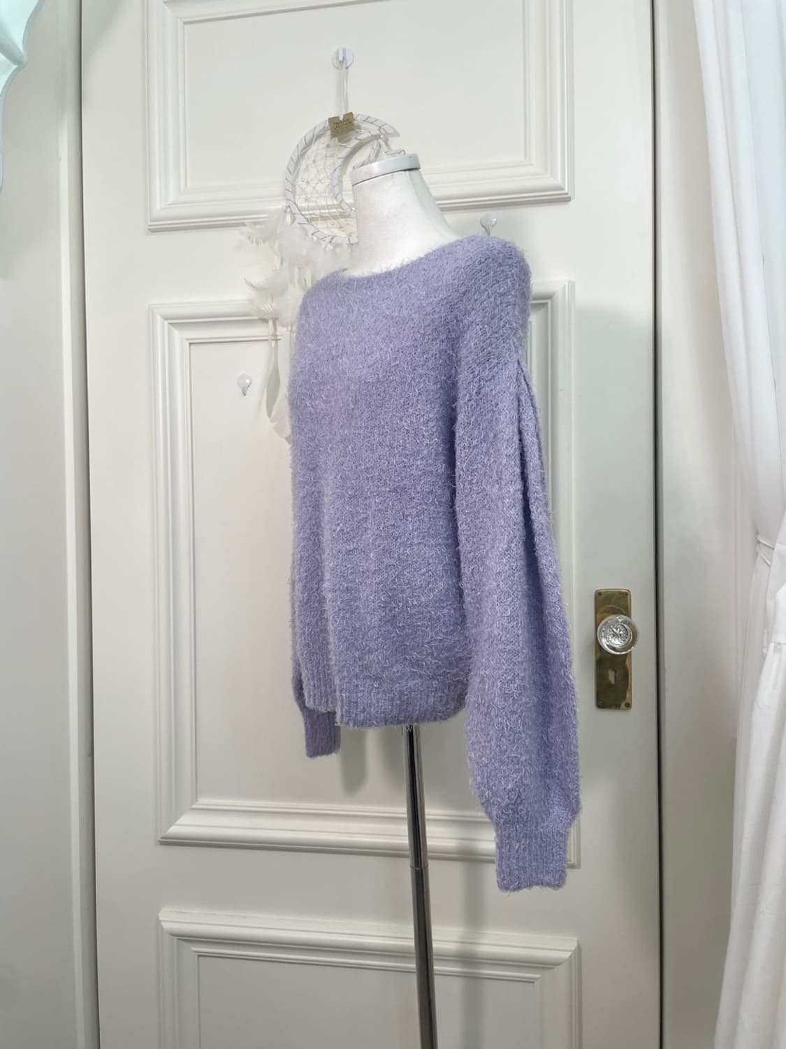 purple sleeve pleats cute sweater 상품이미지2
