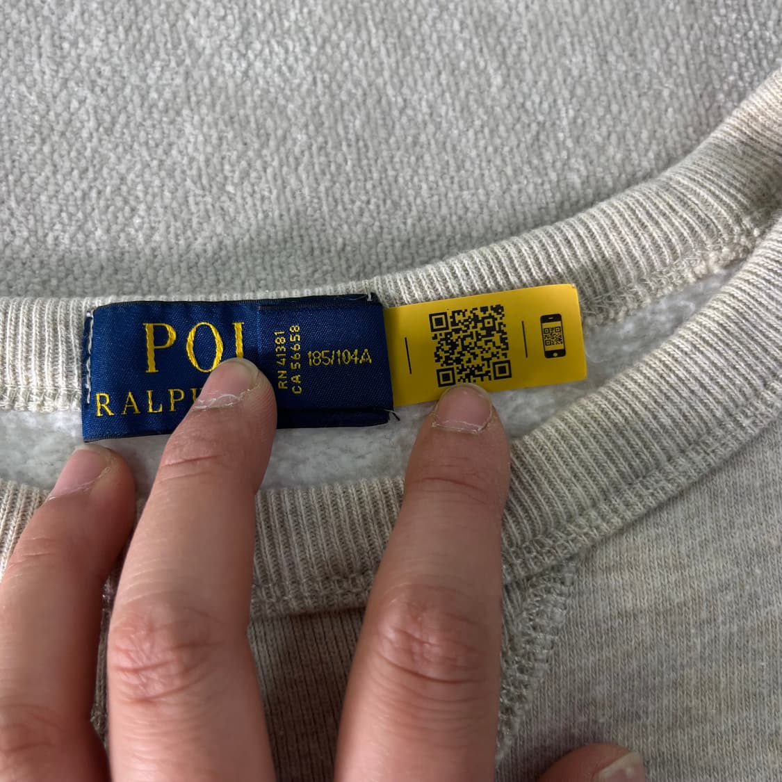 105 폴로랄프로렌 신형라벨 스펠아웃 오트밀 맨투맨 상품이미지3