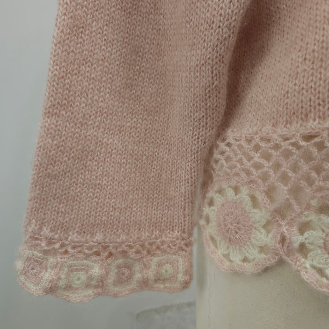 파스텔 핑크 플라워 크로셰 레이스 니트 가디건 상품이미지8