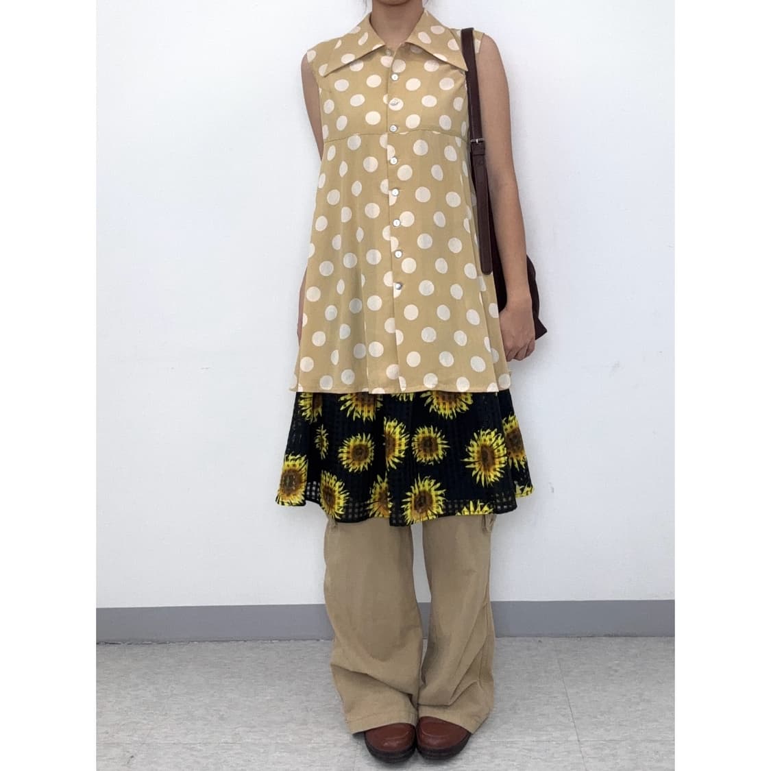 빈티지 도트 슬리브리스 블라우스 상품이미지2