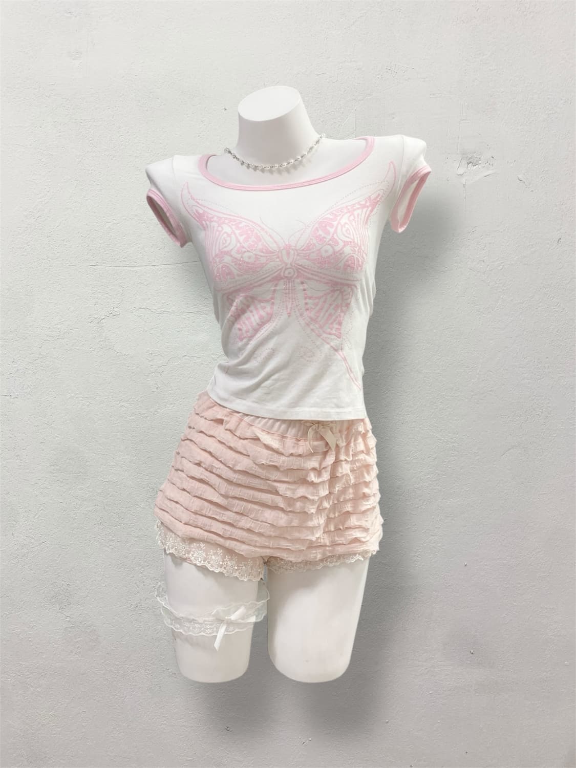 pink Butterfly Glitter T-Shirt 상품이미지1