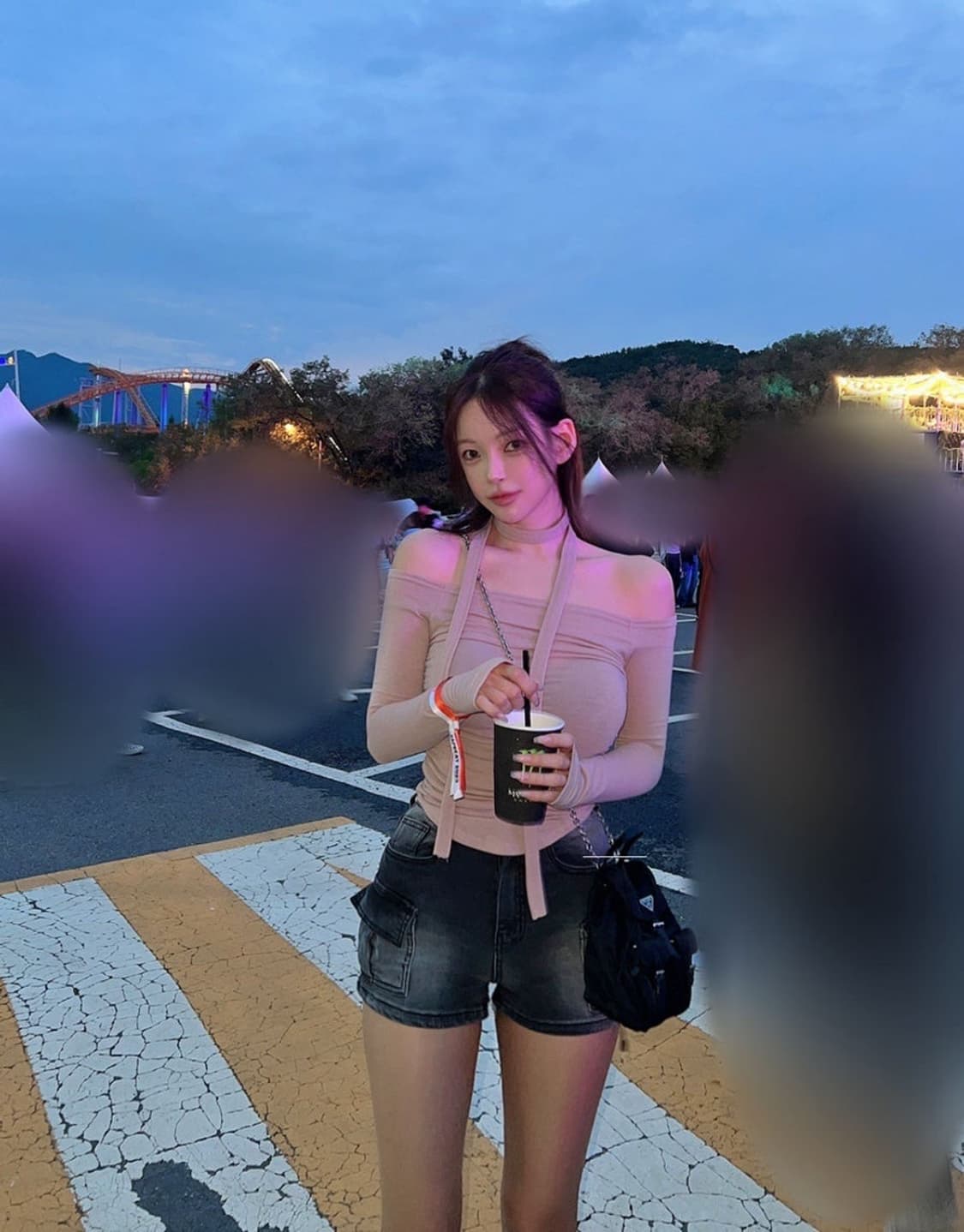 히프나틱 흑청 하이웨스트 카고 숏팬츠 S 상품이미지3