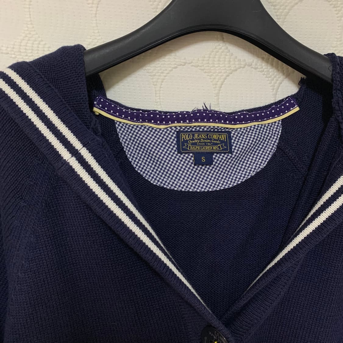 polo Ralph Lauren 오부 퍼프소매 네이비 후드 니트 가디건 상품이미지6