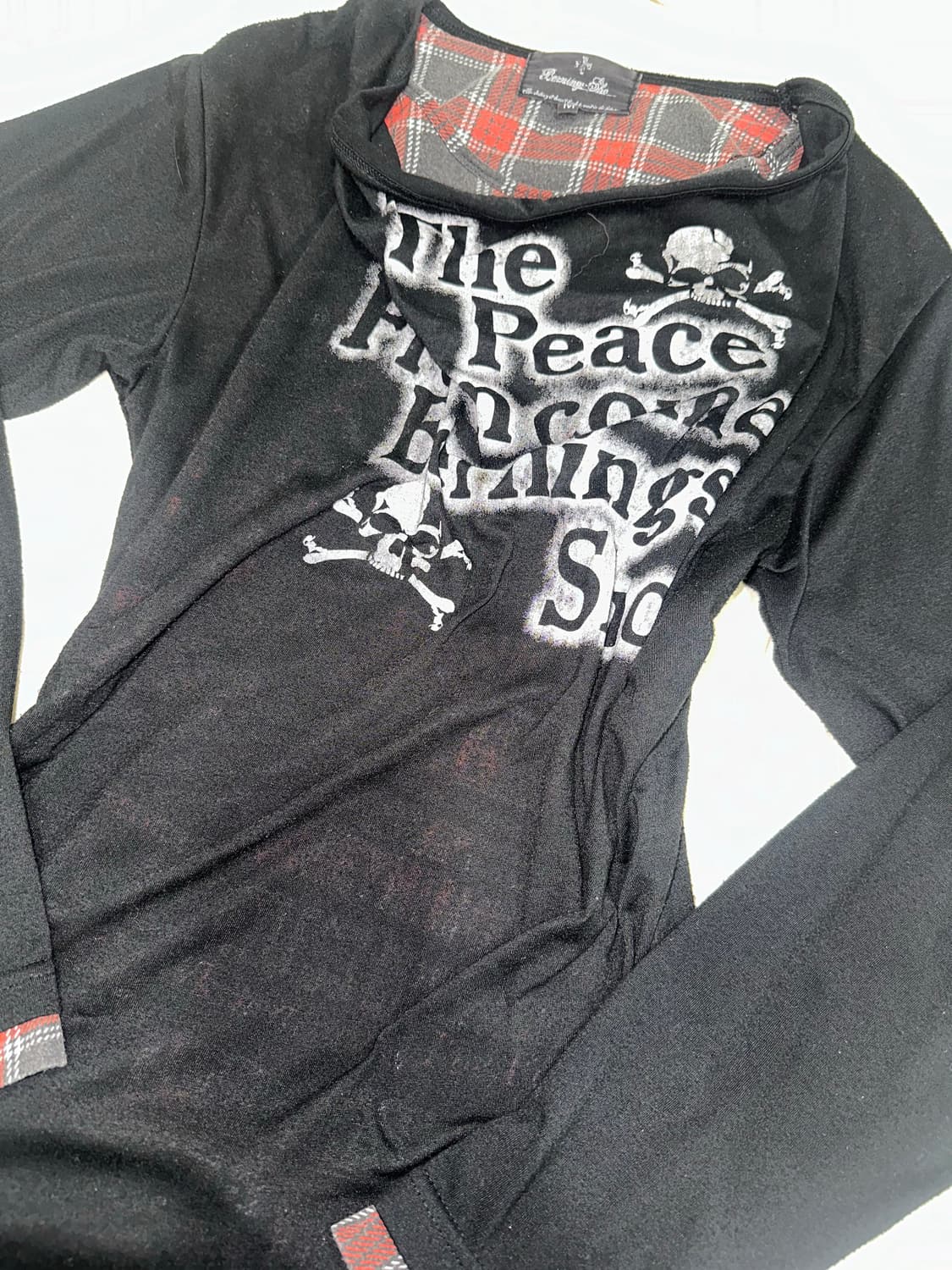 y2k 펑크 키치 갸루 긴팔 해골티 롱슬리브 상품이미지1