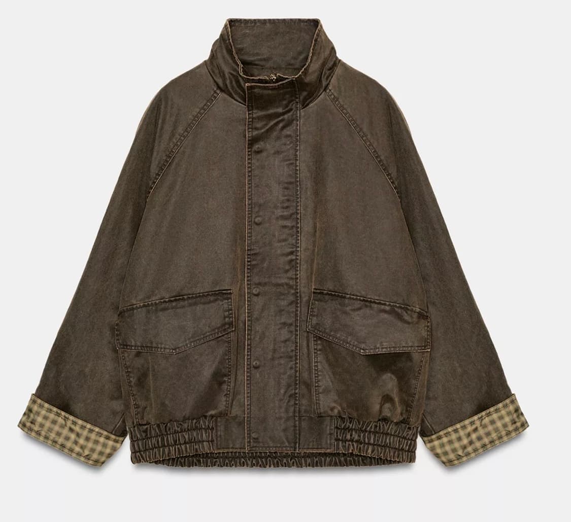 구해요) 자라 페이크 워싱 체크 왁스 재킷 5063/940/709 상품이미지1