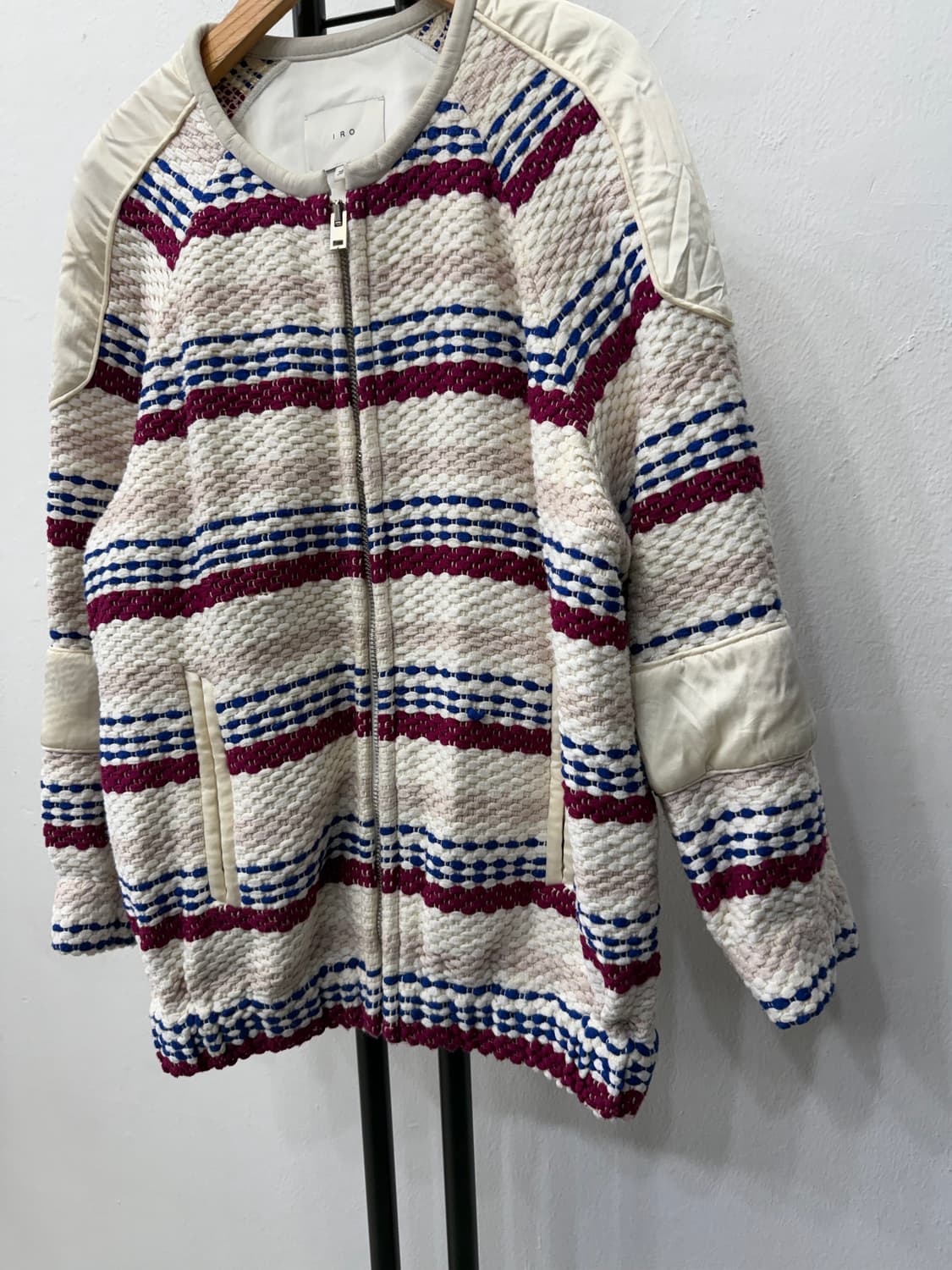 정품) IRO 이로 가죽디테일 오버핏 트위드 자켓 36 상품이미지2