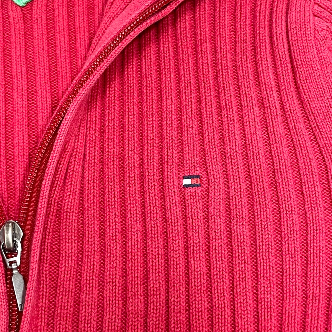 타미힐피거 레드 골지 투웨이 풀집업 가디건 여성S 상품이미지5