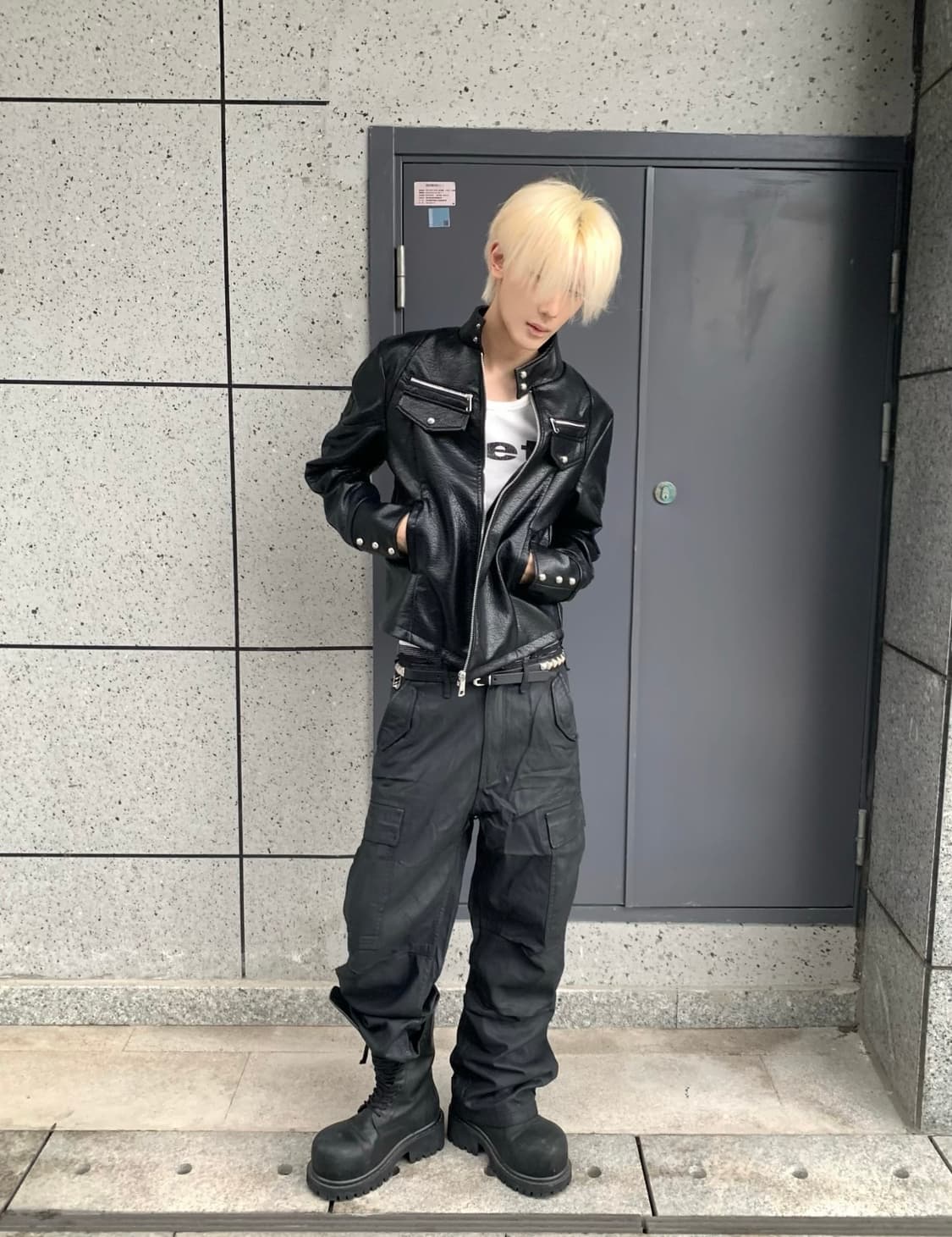 Knight Armor High-Neck Leather Jacket 상품이미지4