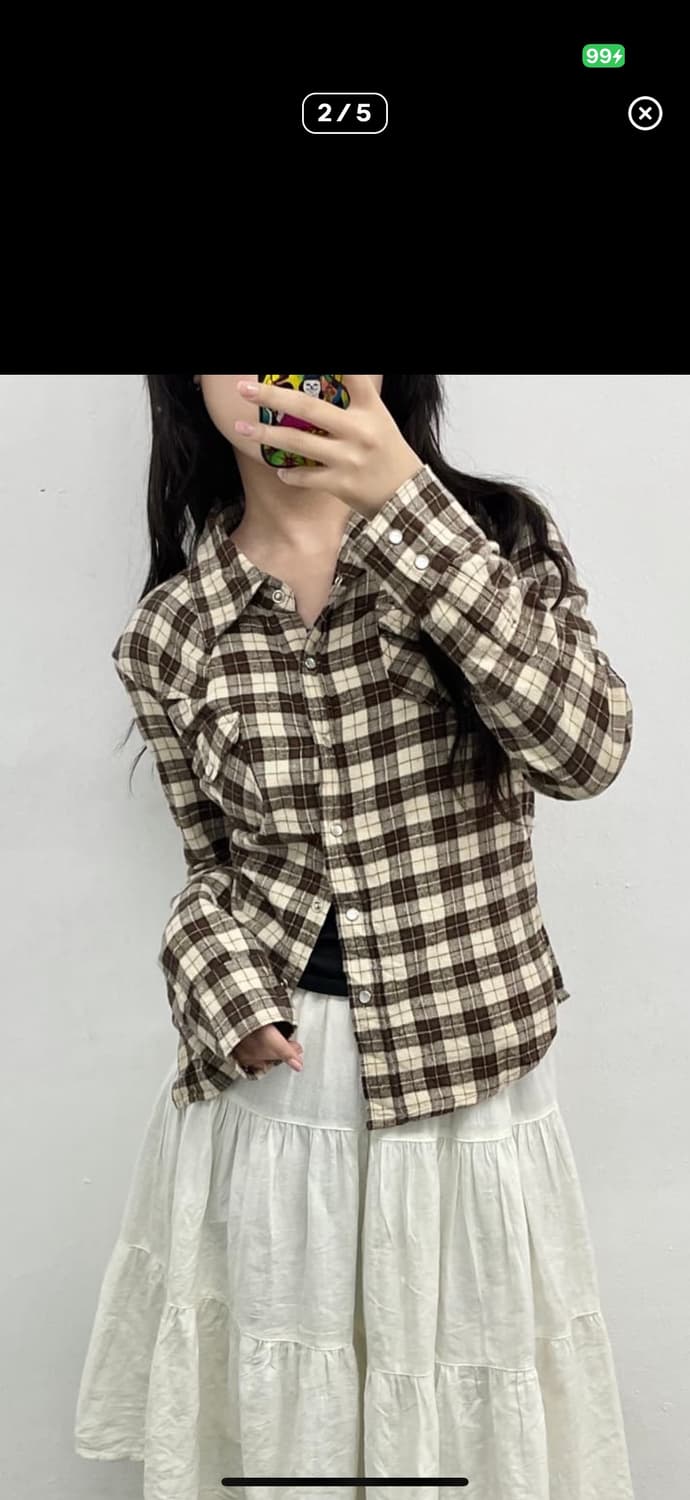 라떼 모리 체크 셔츠 상품이미지1