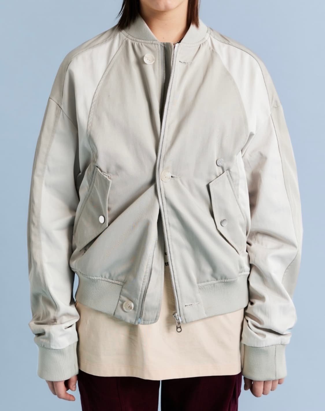 애드오프 트윈 패널 봄버 자켓 베이지 S 상품이미지1