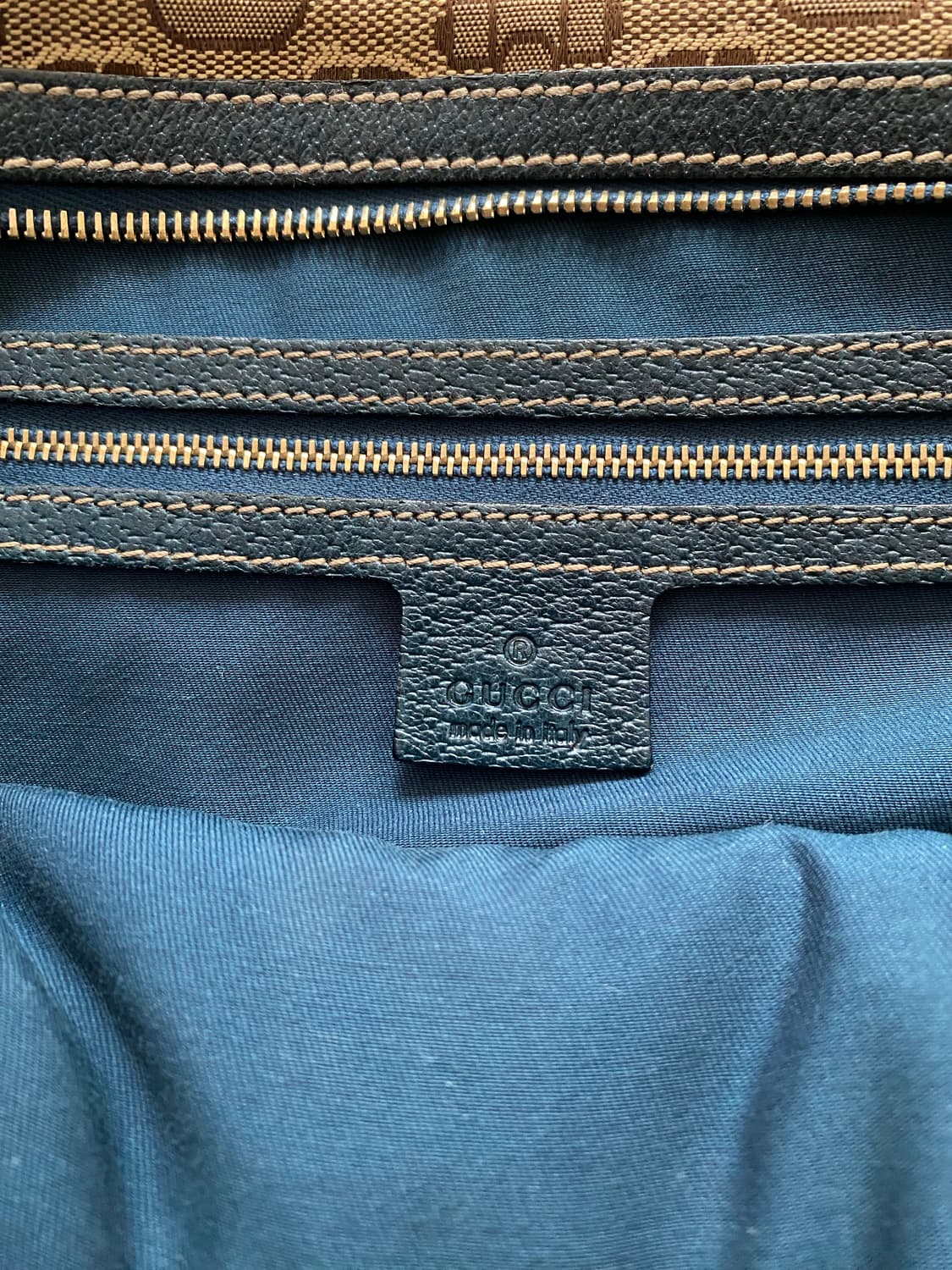 [구찌(Gucci)]블루 모노그램 캔버스 레더 트림 핸드백(정품) 상품이미지10