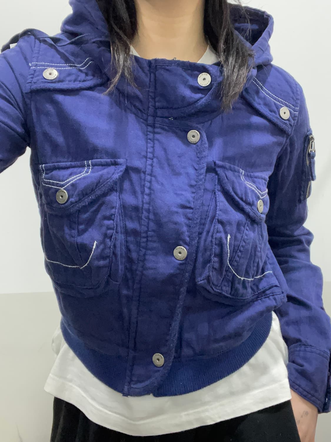 Y2K 포켓 크롭 후드 봄버자켓 상품이미지1