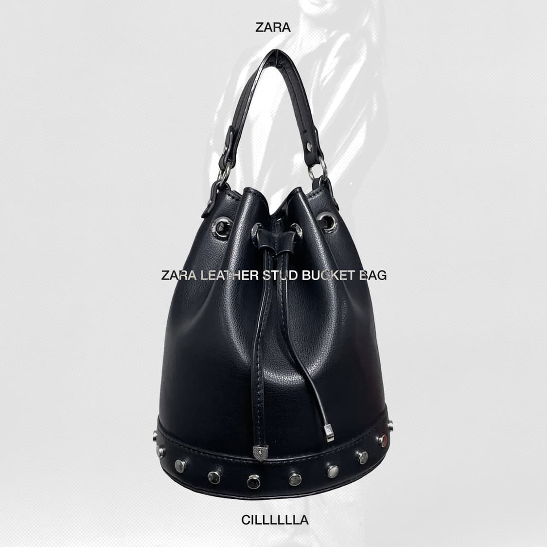 ZARA 자라 레더 스터드 버킷백 복조리백 상품이미지1