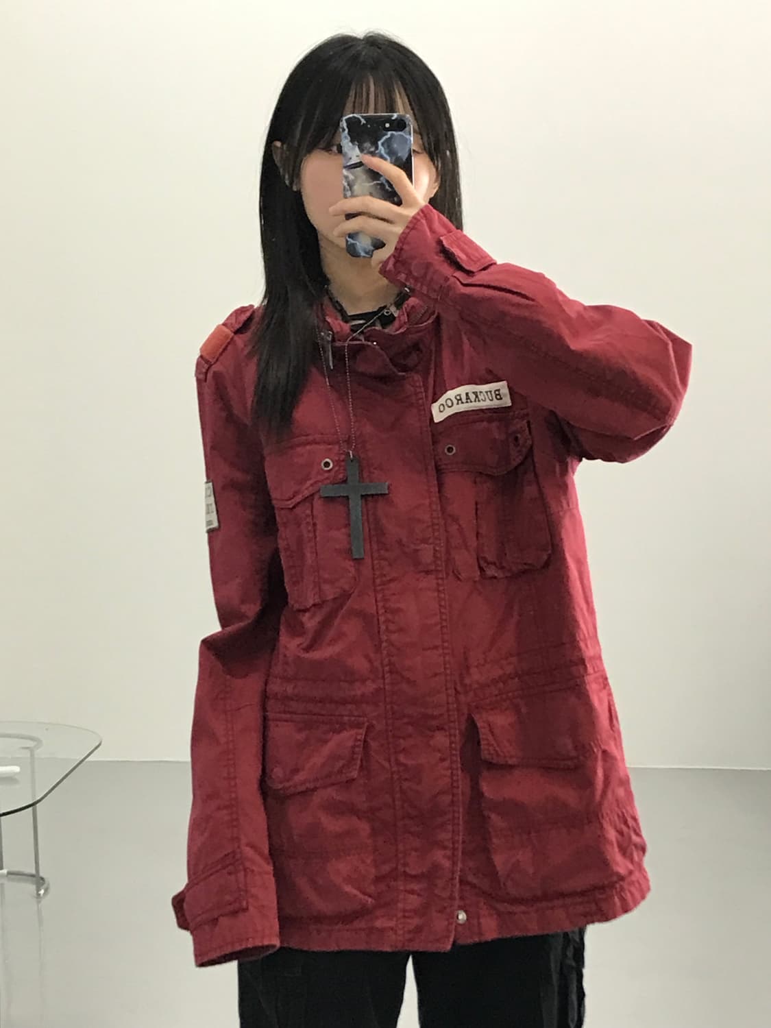 버커루 빈티지 백로고 레드 필드 자켓 상품이미지1