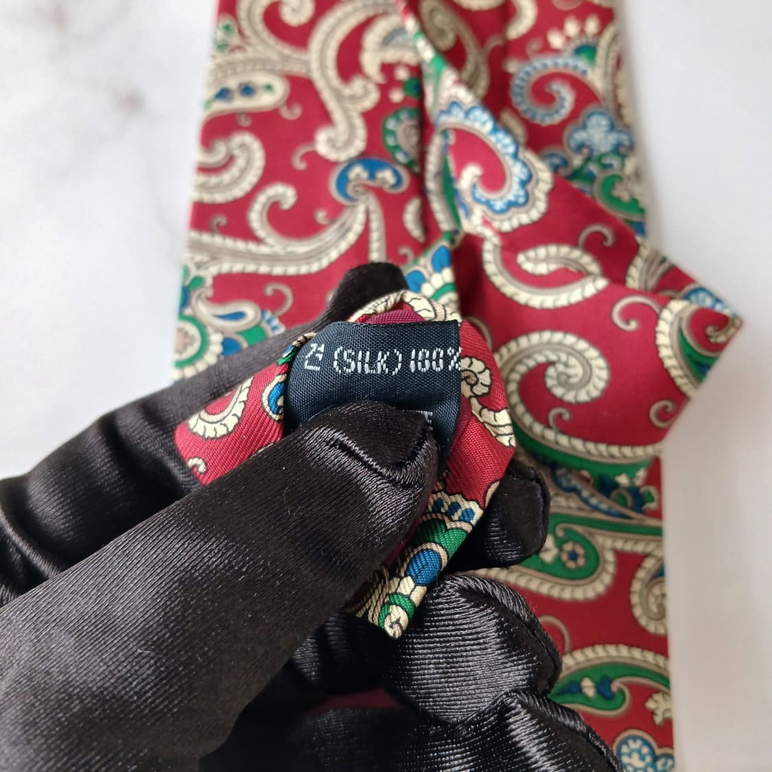 폴로 랄프로렌 실크 레드 페이즐리 넥타이 8.9cm A+~A등급 G16 상품이미지8