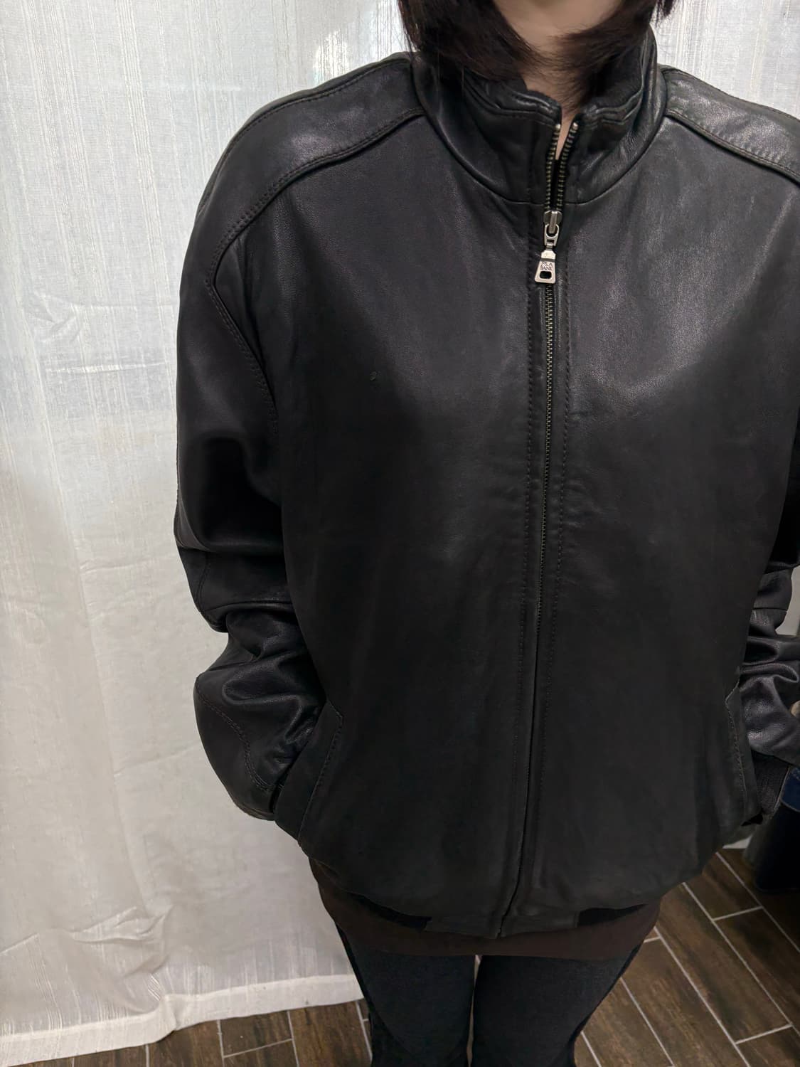 JOS A BANK 빈티지 리얼레더 집업 블루종 가죽 자켓 상품이미지3