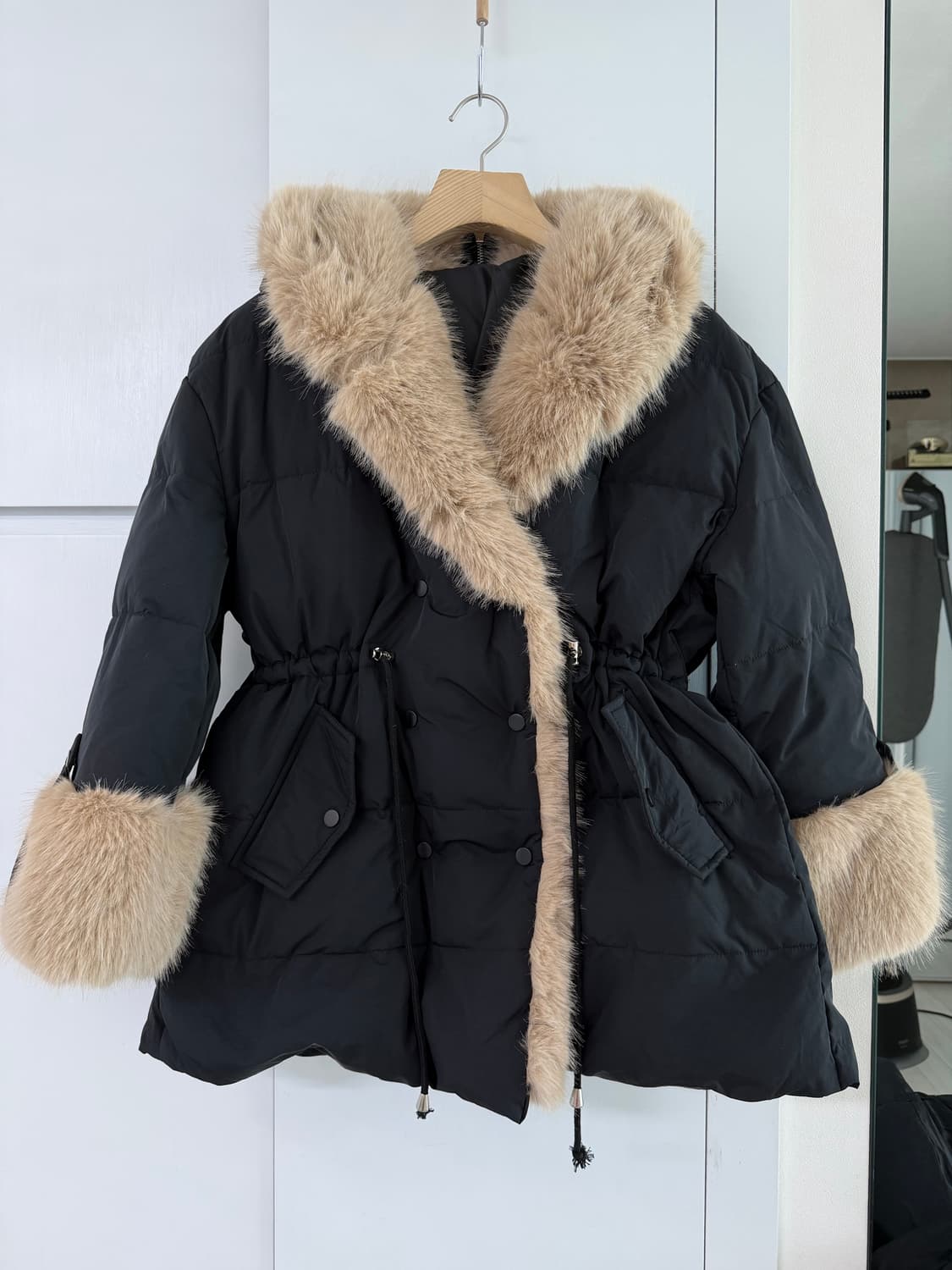 새상품 100덕다운 빅카라 스트링 패딩 F 상품이미지3