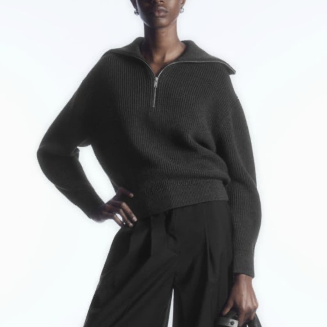 cos 울 하프 집업 차콜  상품이미지1