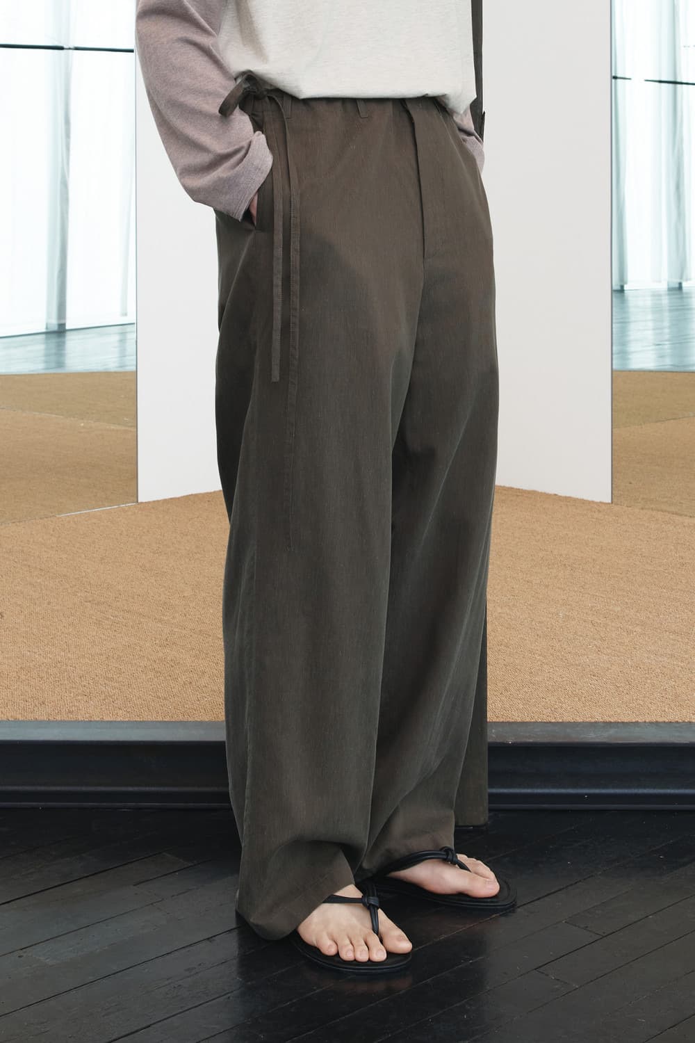 [S] side string pants Brown 상품이미지2