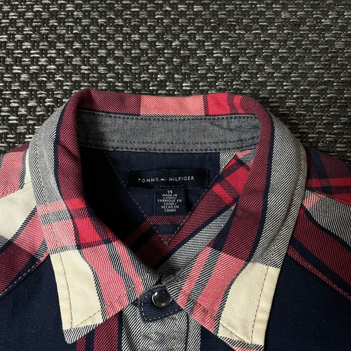 타미힐피거 키즈 투포켓 네이비 레드 화이트 체크 긴팔 셔츠 14 상품이미지4