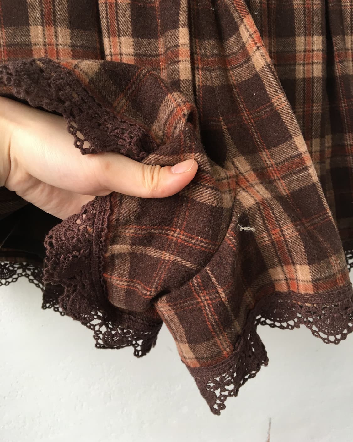 Lace trimming check pattern pleats short 상품이미지3