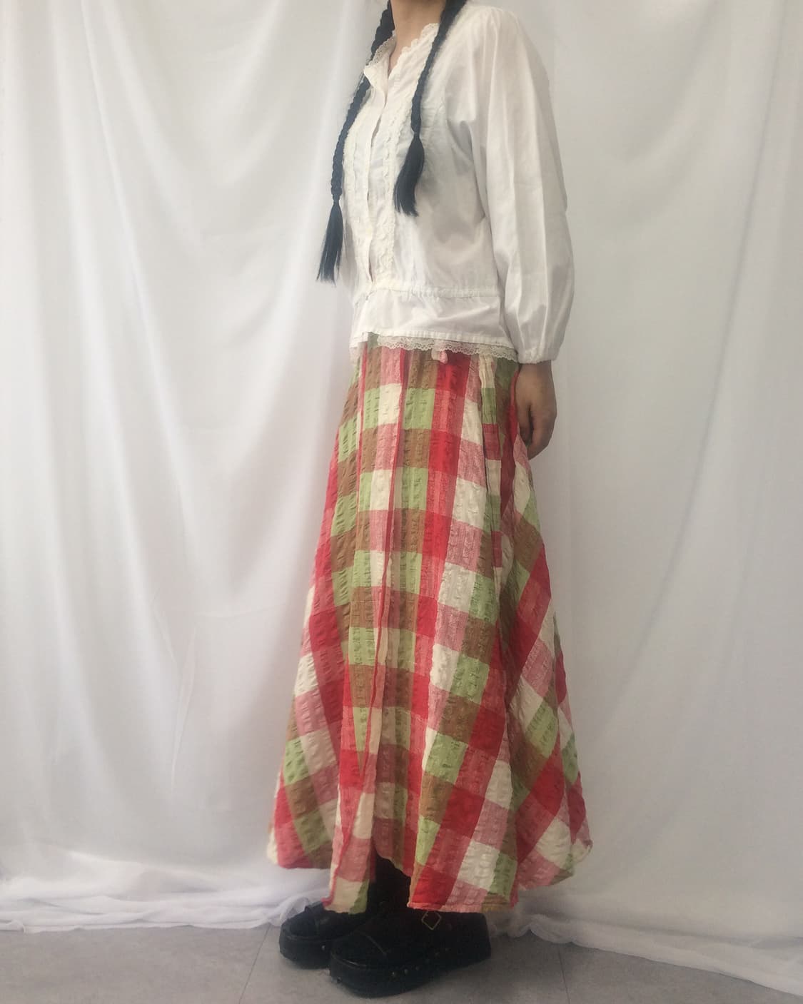 Check pattern wrap long skirt 상품이미지7