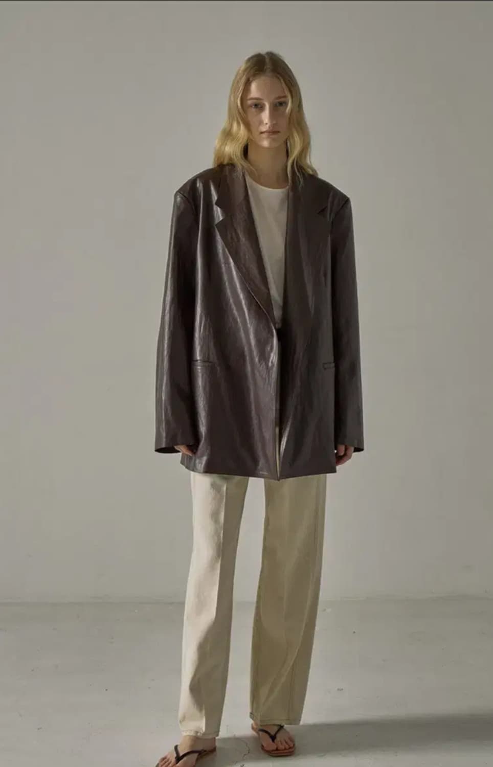 파사드패턴 브라운 가죽 자켓 (레더 하프 자켓) 상품이미지7