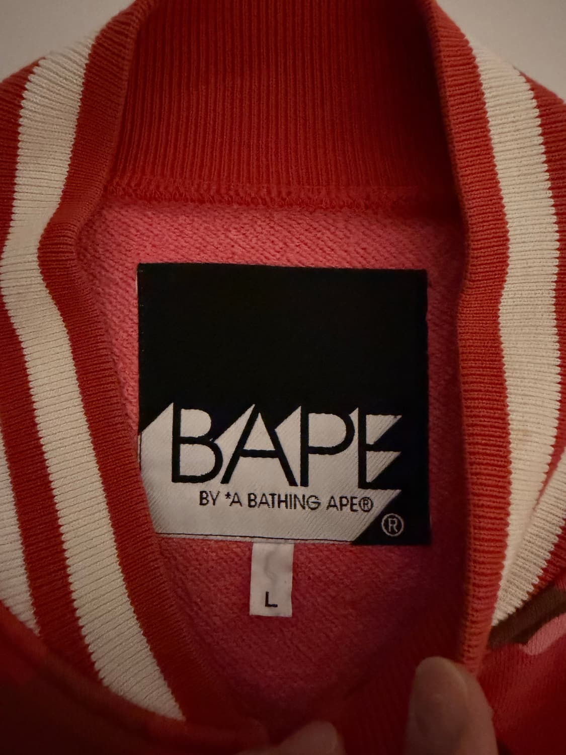 베이프 OG 레드 카모 사루 로고 바시티 자켓 상품이미지5