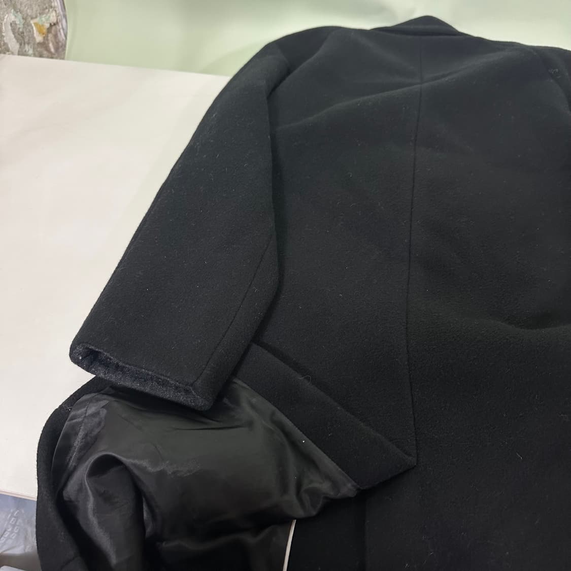 우먼OS 스튜디오톰보이 블랙 카라넥 울 더블코트 상품이미지6