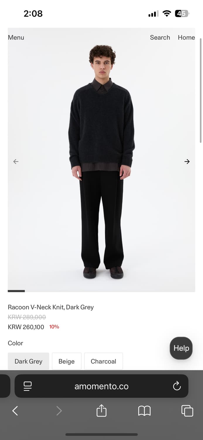 아모멘토 Racoon V-Neck Knit, Dark Grey L 상품이미지2