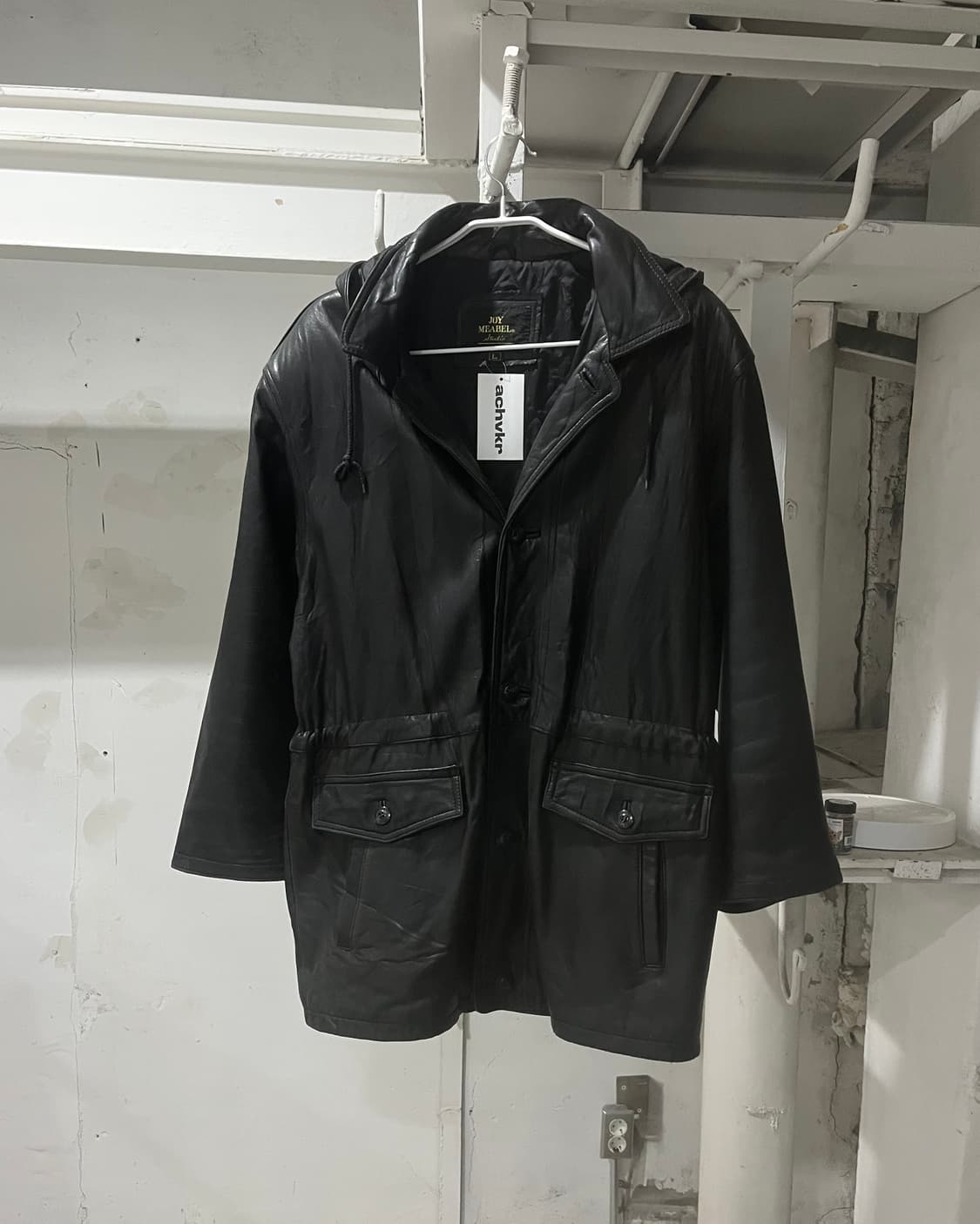 90s vtg leather hood coat (sheep skin) 상품이미지3