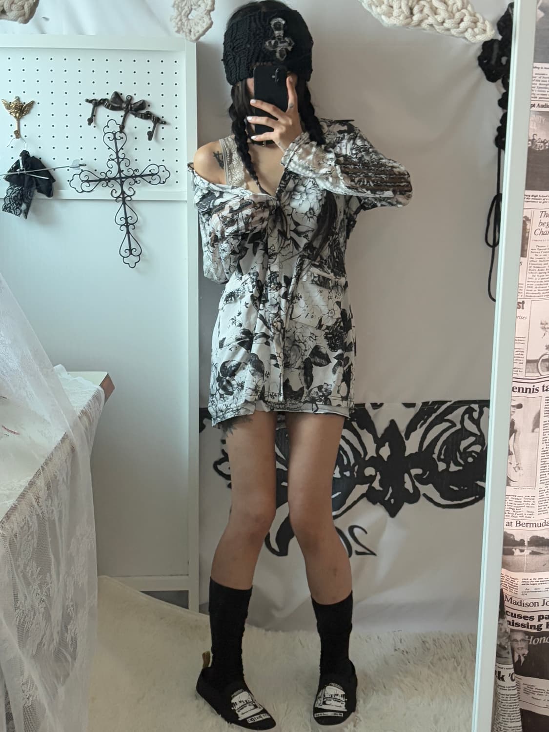Oriental Flower Mini Shirt Dress  상품이미지7