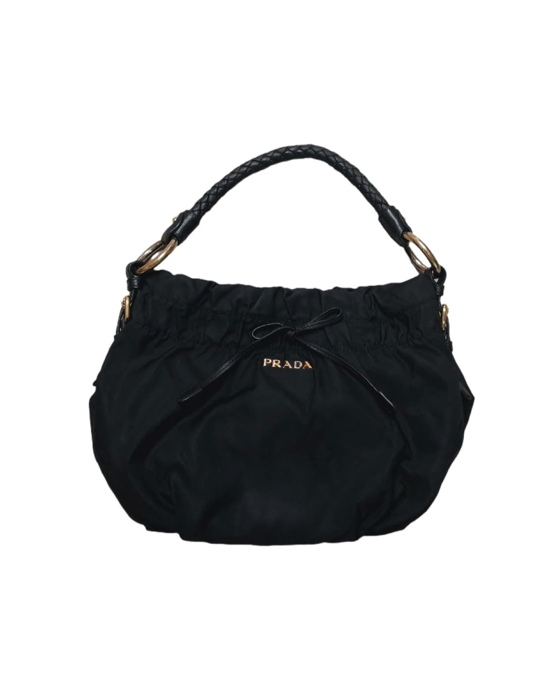 [정품] 프라다 PRADA 블랙 나일론 셔링 호보백 상품이미지1