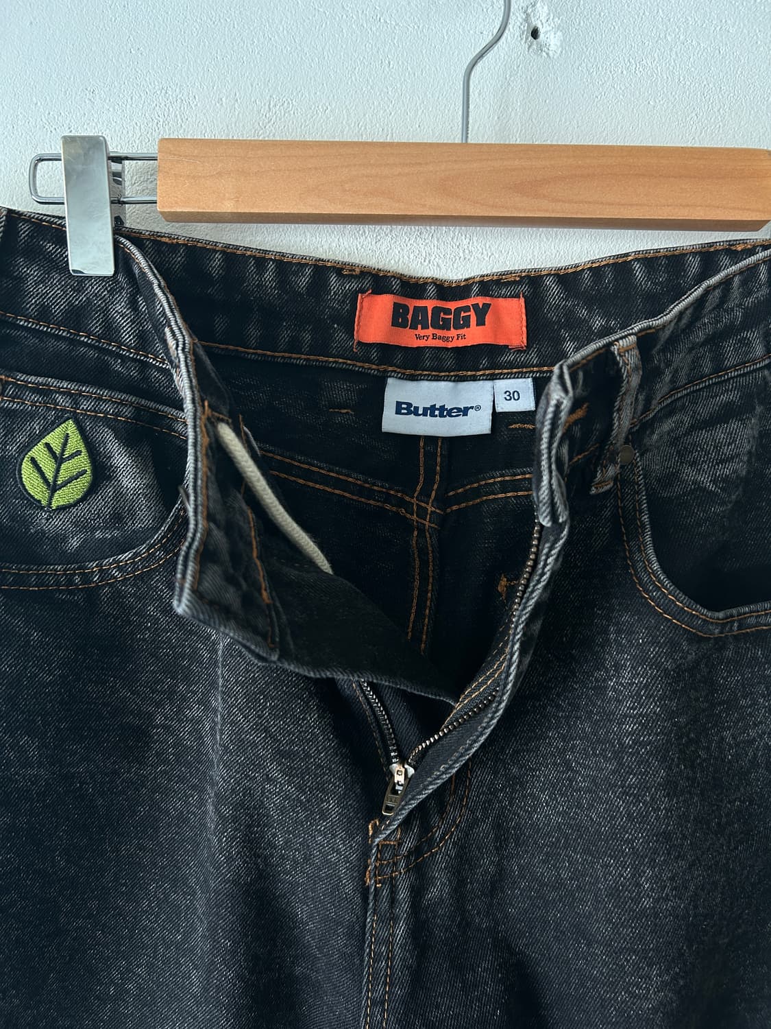 버터굿즈 weathergear 데님 배기 팬츠 / 블랙,30 상품이미지3