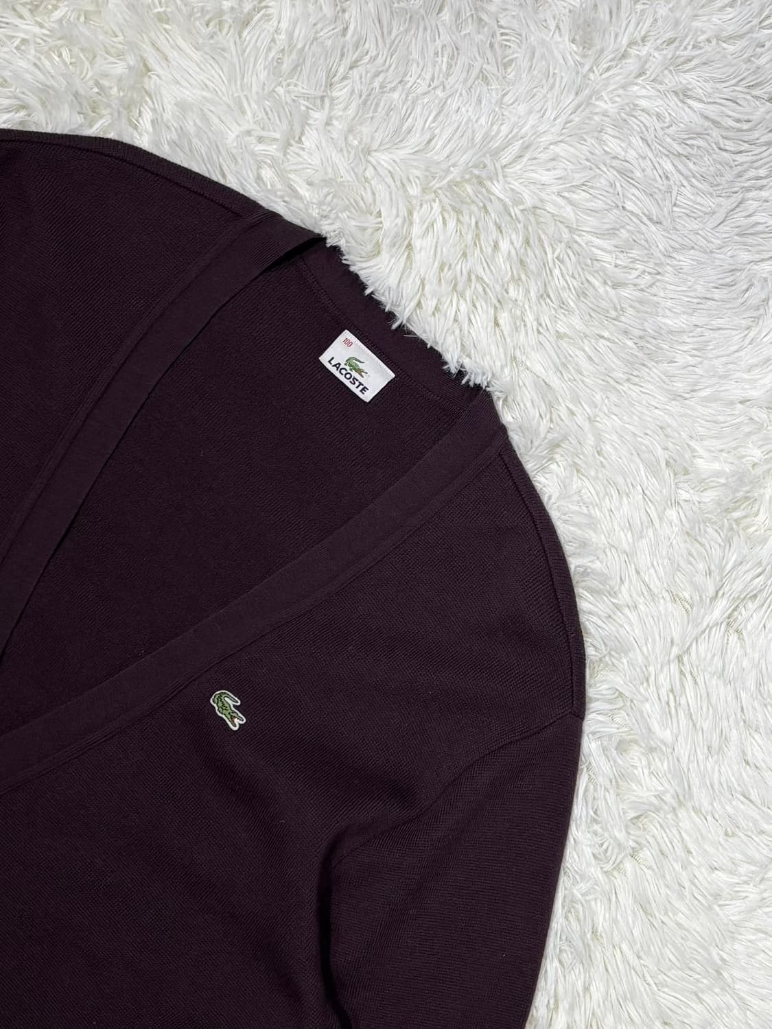 라코스테 스몰로고 버건디 가디건 상품이미지4