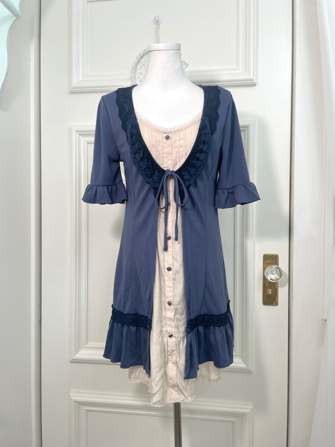 AXES FEMME navy beige layered cotton mid 상품이미지1