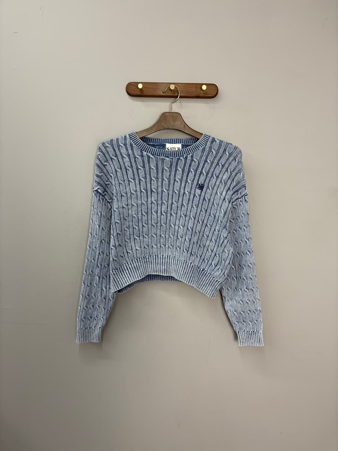 세터 빈티지 워싱 꽈배기 크롭 니트 A2796 상품이미지2