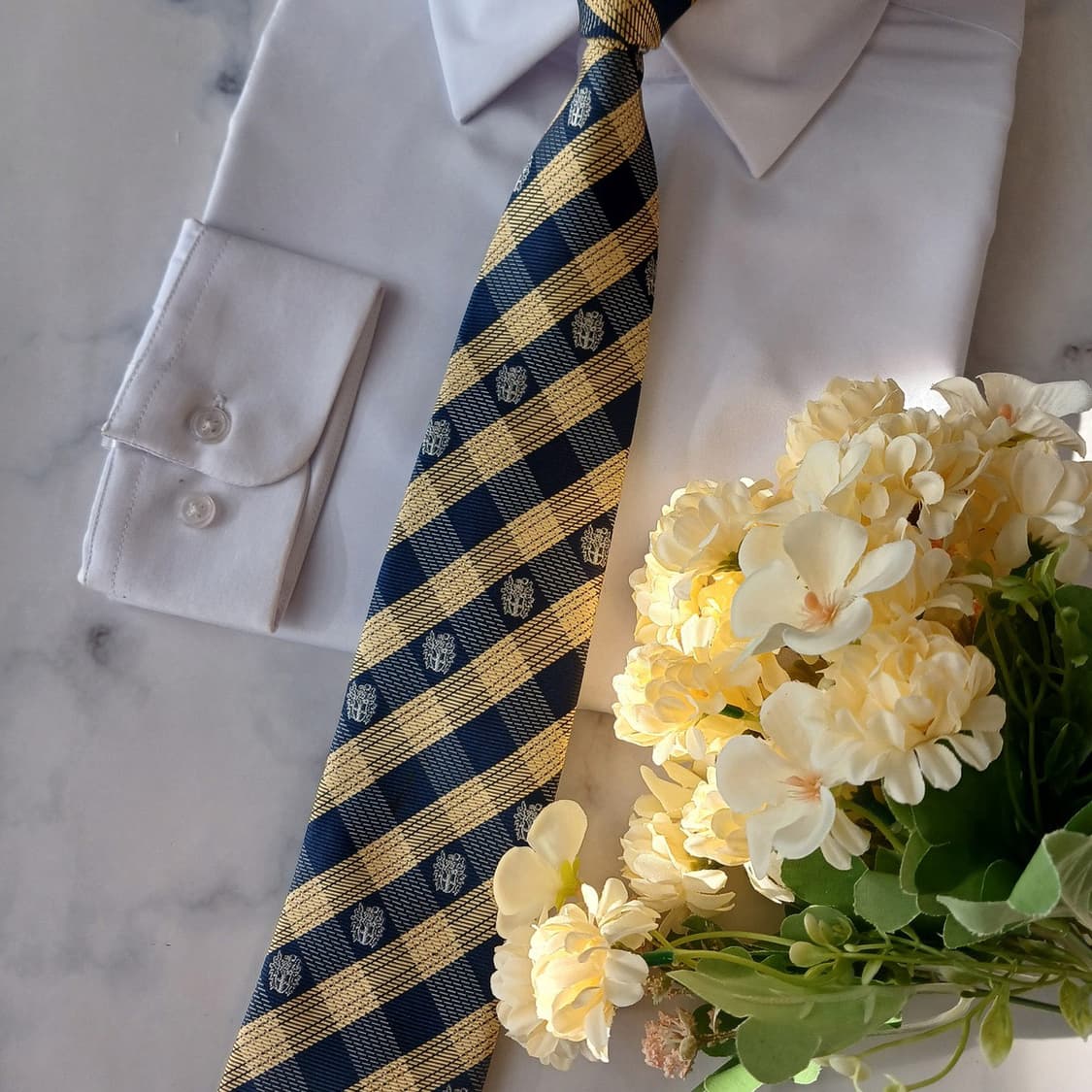 닥스 실크 혼방 옐로우 체크 패턴 넥타이 8.1cm A등급 A19430
 상품이미지5