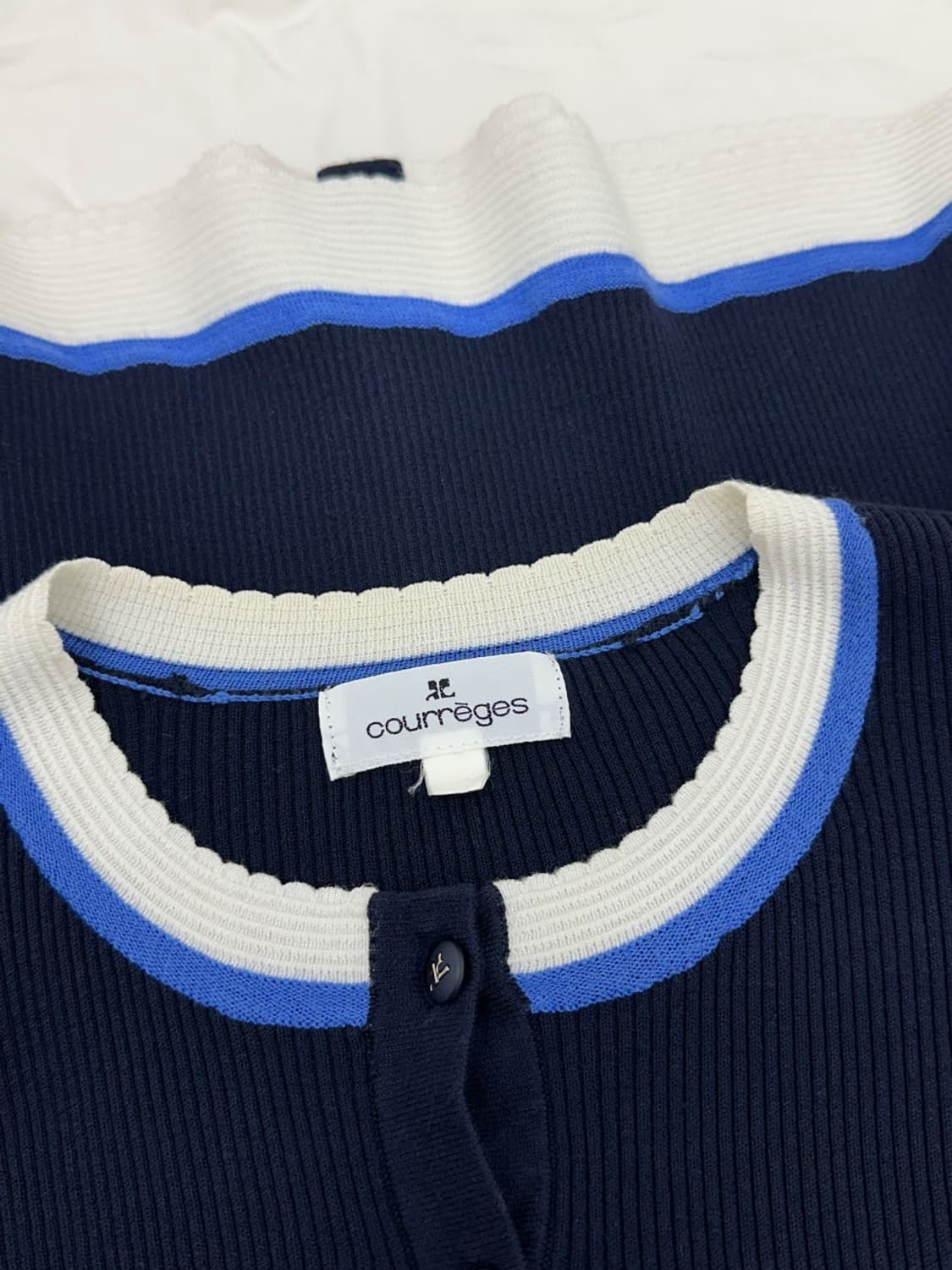 courreges / 꾸레쥬 네이비 골지 라운드 가디건  상품이미지6
