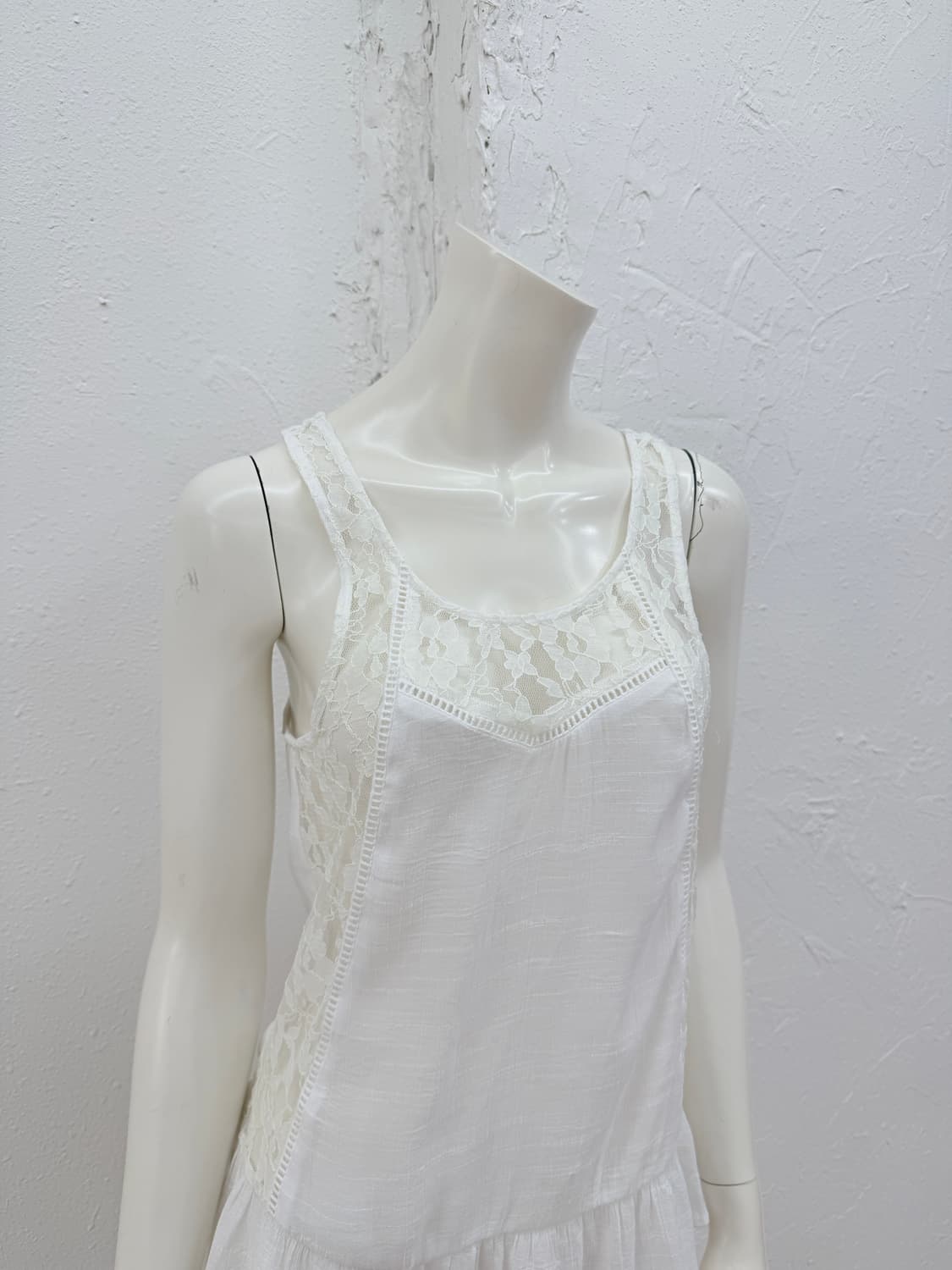 빈티지 Mudd 화이트 레이스 시스루 슬리브리스 상품이미지3