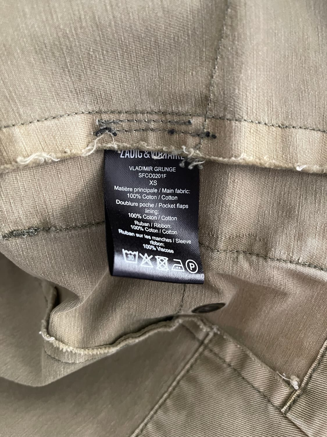 쟈딕앤볼테르 카키색 미리터리 스타일 여성 자켓 상품이미지5