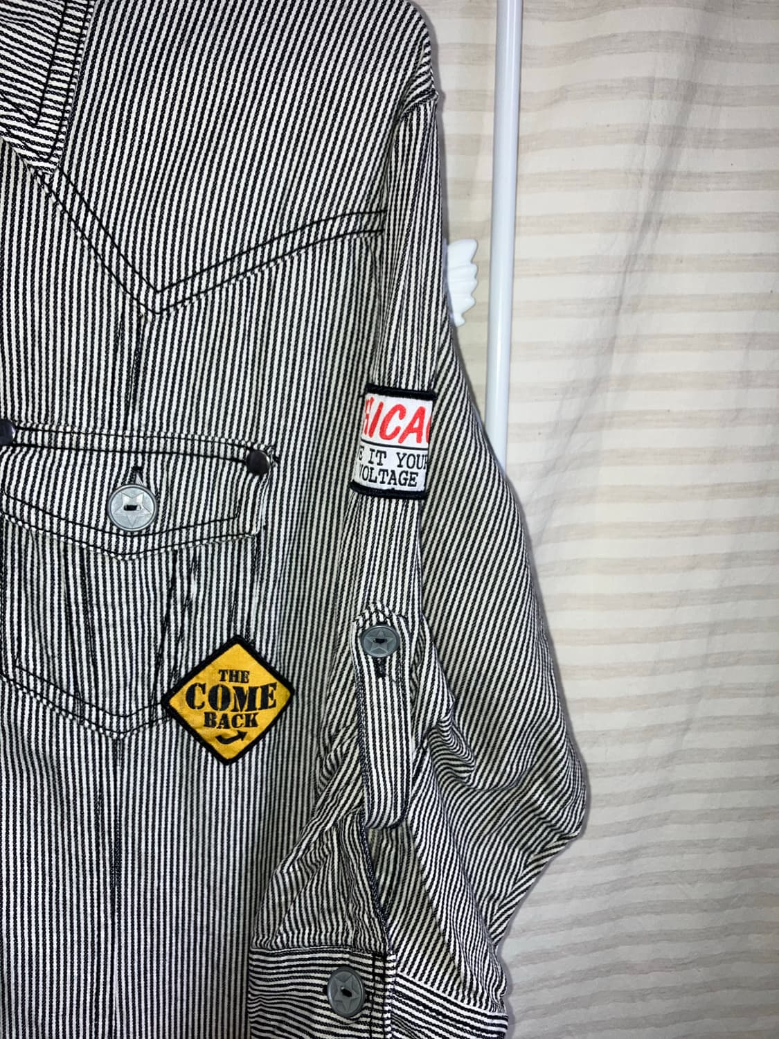 빈티지 블랙 스트라이프 레터링 점프슈트 y2k 스트릿 갸루 펑키487   상품이미지4