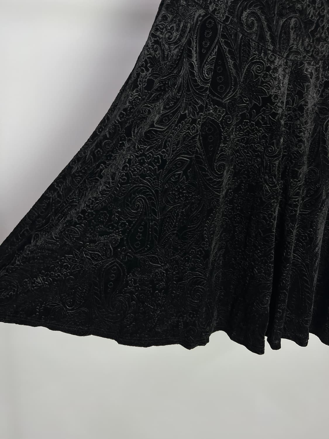 빈티지 패턴 벨벳 롱 스커트 상품이미지4