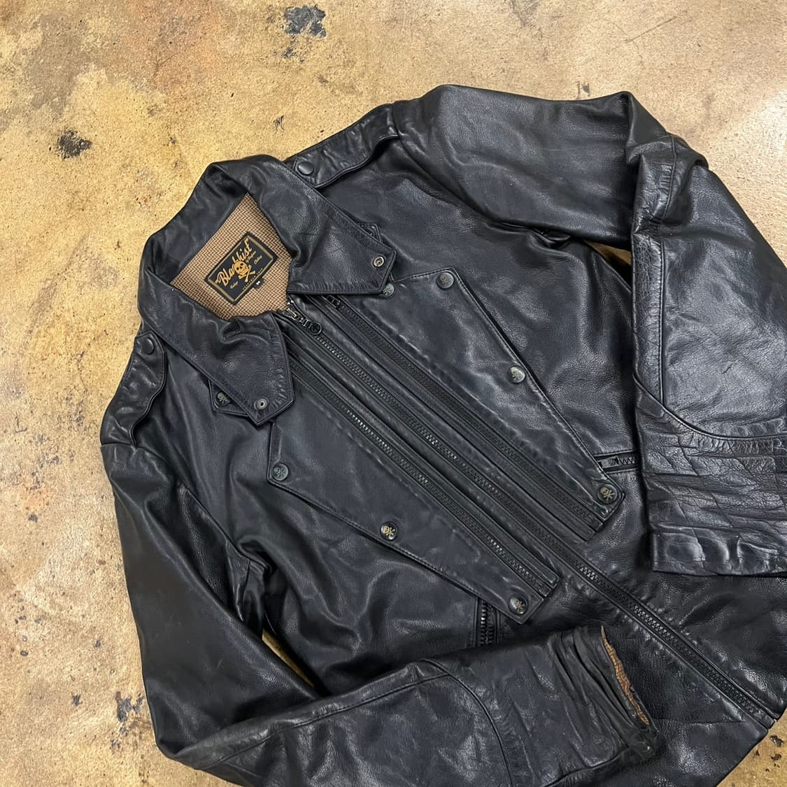 [정품/M] 빈티지 블랙버드 블랙 가죽 라이더 자켓 b15 상품이미지1