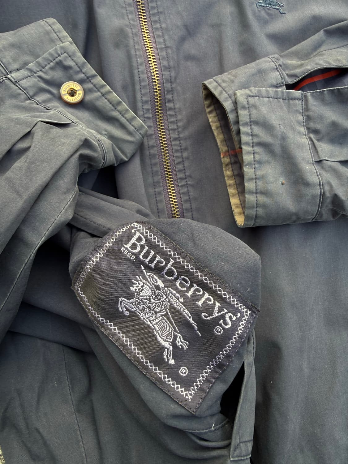 90s Burberry 버버리 리버시블 노바체크 블루종 상품이미지6