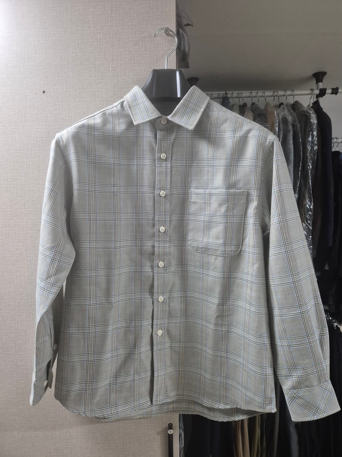 이외들 그린 체크 울 셔츠 1사이즈 새제품 상품이미지9