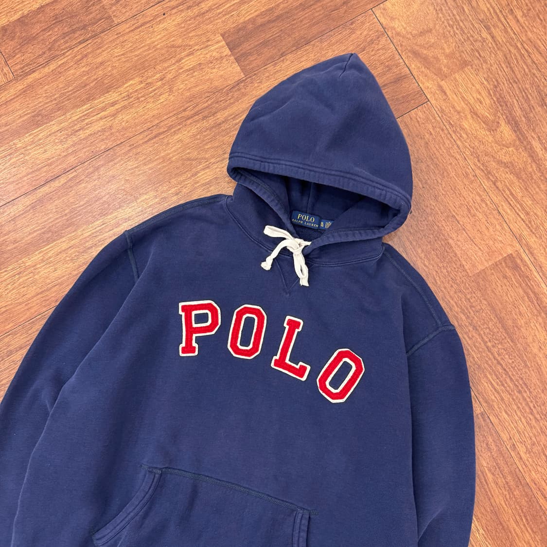 XL 폴로 랄프로렌 빅로고 네이비 후드 티셔츠(안감기모) 상품이미지3