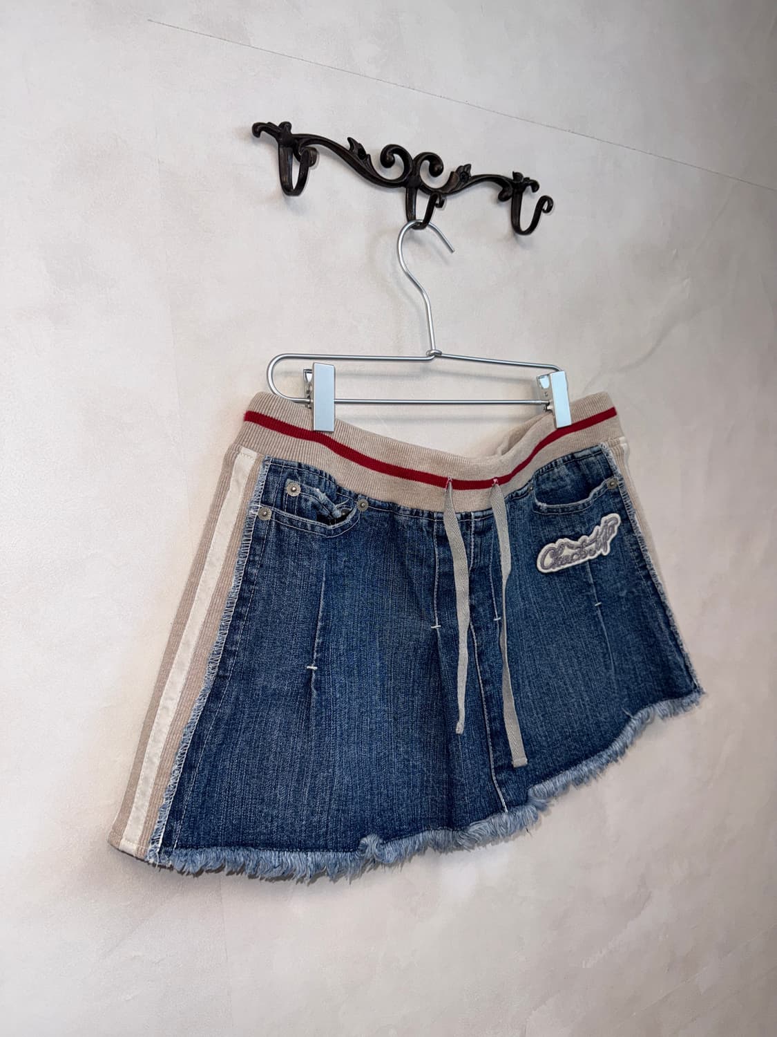 Denim knit track banding pleats skirt 상품이미지2